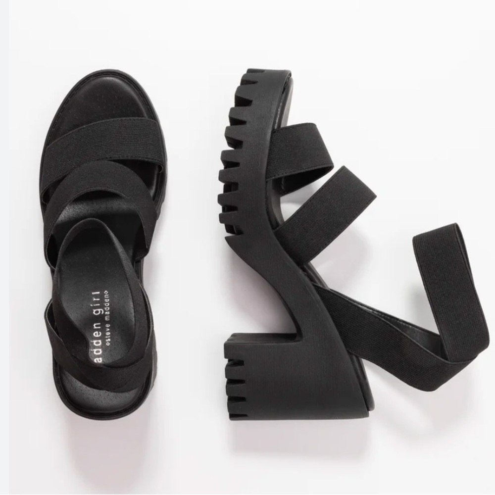 Madden Girl Black Chunky Heel Sandals